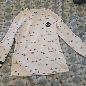 Roxy Nautical Rash Guard Swim Shirt Size S